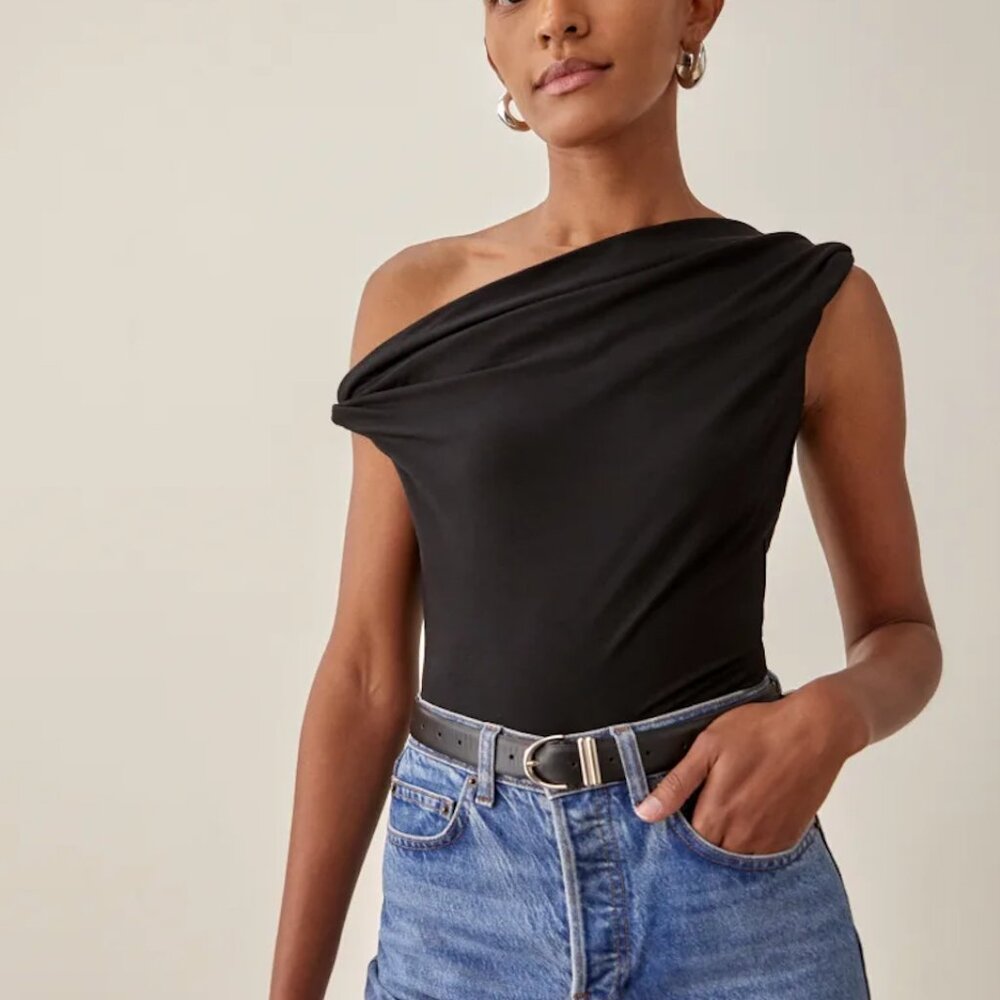 Reformetion Cello Knit Top, Black, Size M